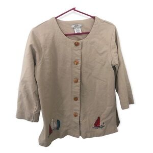 Natalie and me weekend nautical and yacht beige 3/4 sleeve top